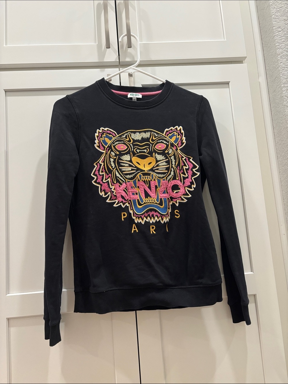 Kenzo Black Sweatshirt with Multicolor Tiger Emblem